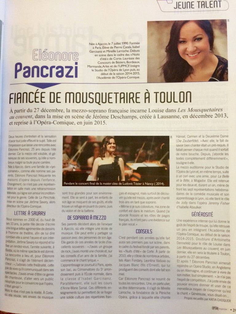 article dans opéra magasine Eléonore